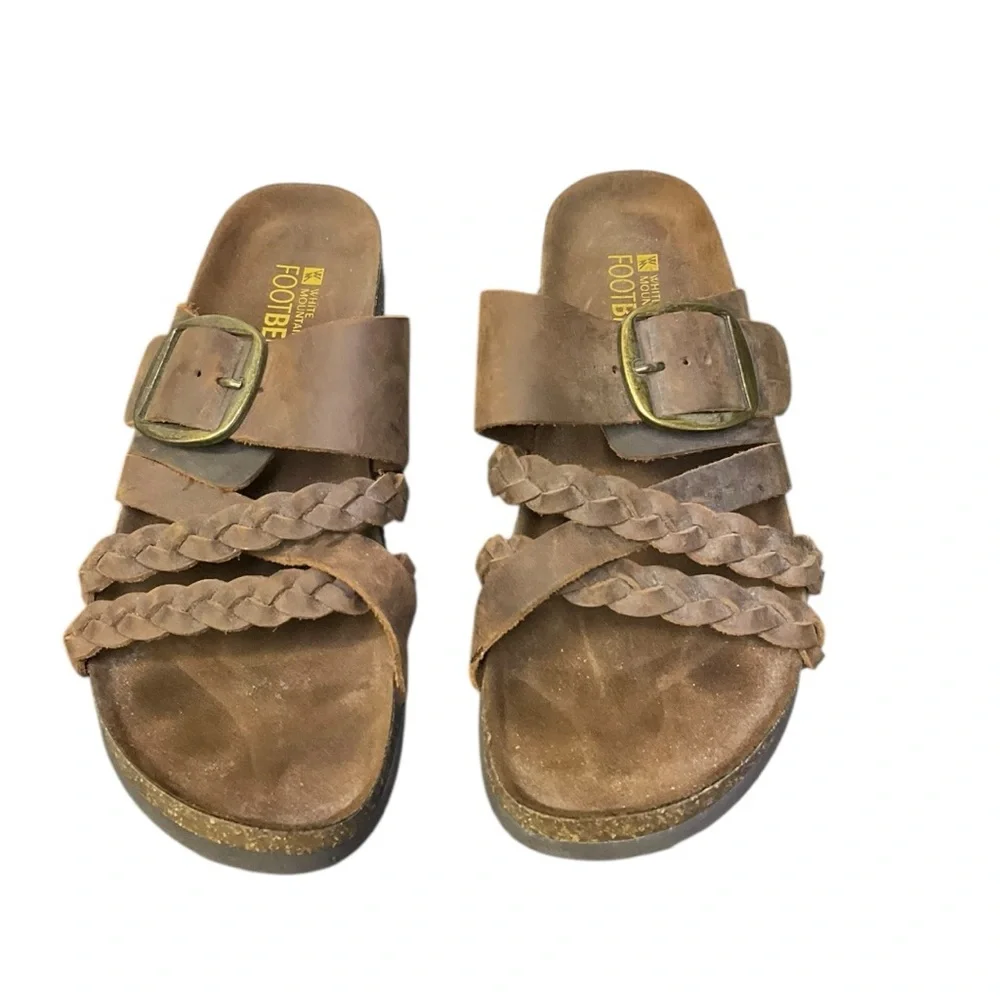 🪶 White Mountain Healing Leather Braided‎ Sandals 👡 Women’s 9M
